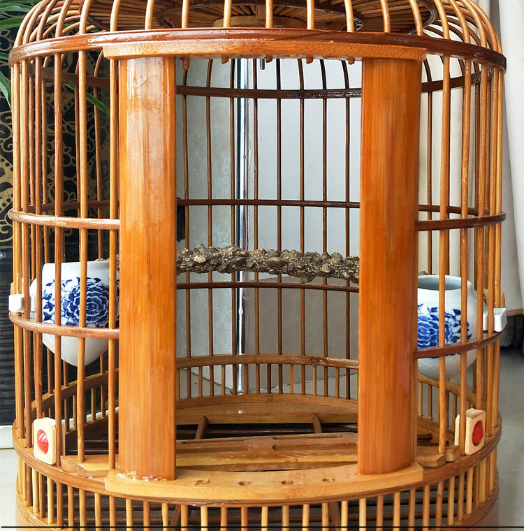 画眉笼川笼画眉鸟笼竹制贵州八哥鹩哥大号老竹玉鸟手工广式川笼 插门