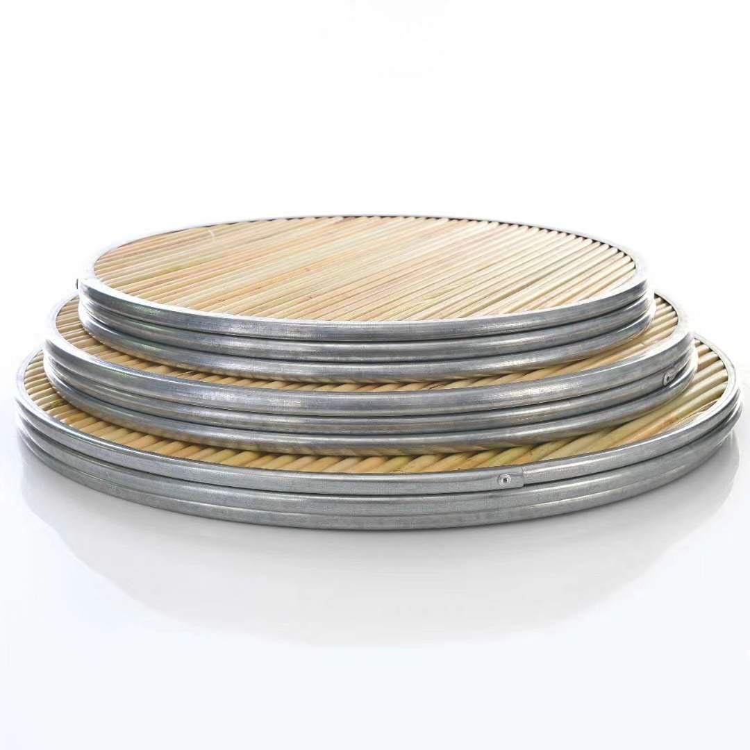 铁边金属包边双面高粱杆盖垫圆形盖帘饺子帘篦子包子饺子托盘盖垫锅盖