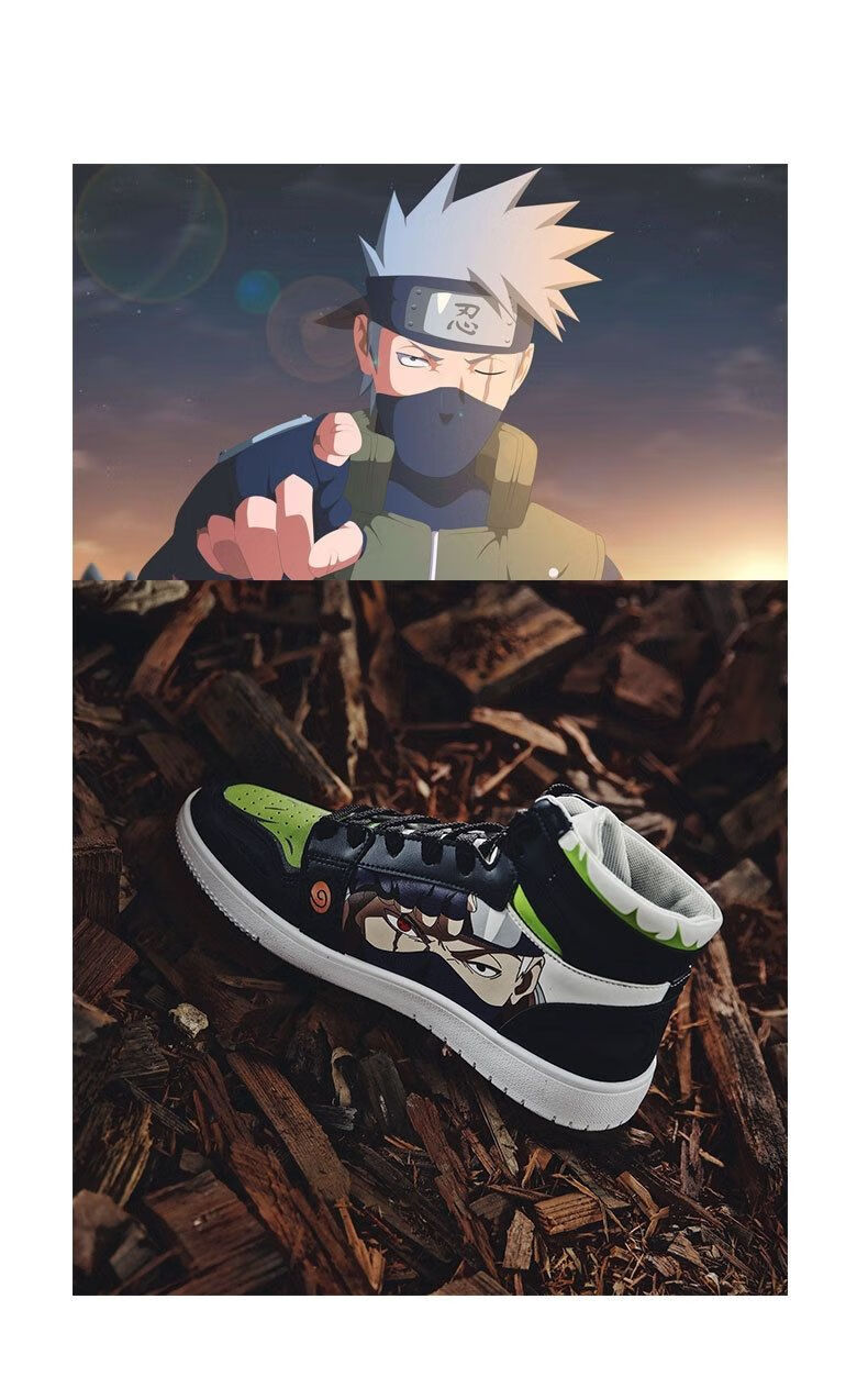 火影忍者鞋秋季火影忍者动漫男鞋冬季学生高帮板鞋百搭韩版v17蓝色37