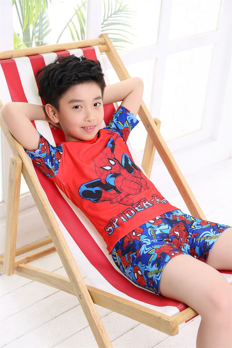 儿童泳衣男童中大童分体防晒游泳衣男孩宝宝卡通平角速