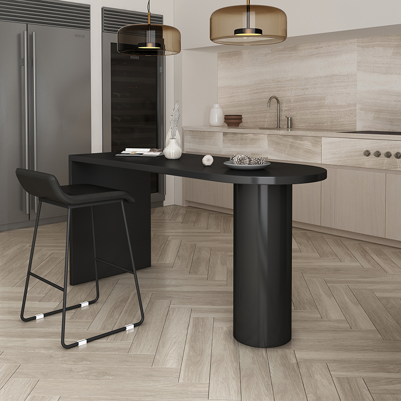 吧台桌家用实木中岛台餐桌一体家用厨房客厅高脚桌侘寂风现代简约