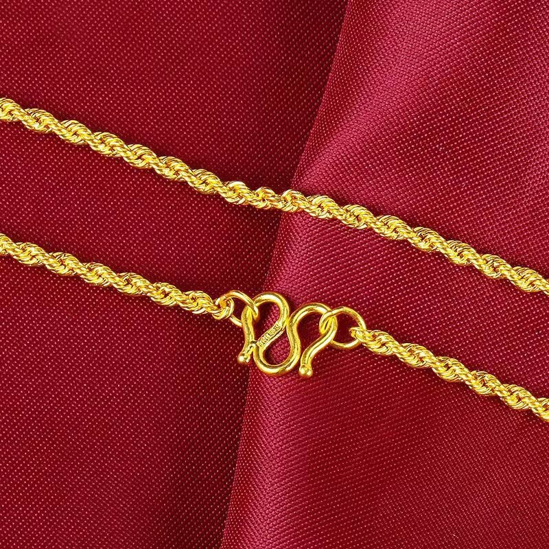 老凤凰款项链男精致裸链锁骨链金百搭素链越南沙金麻花链女款 链粗2mm