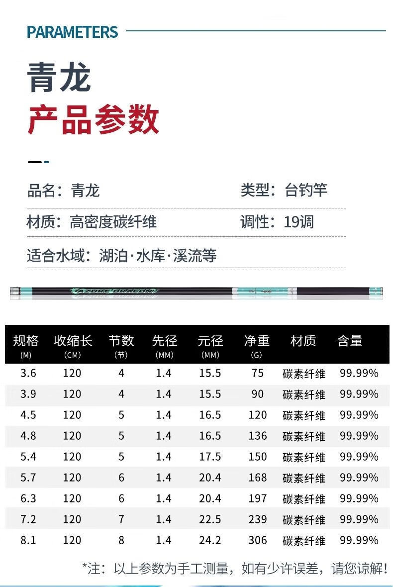 超轻超硬碳素青龙6h19调高碳素台钓竿长节杆黑坑野钓综合杆藏宫天域36