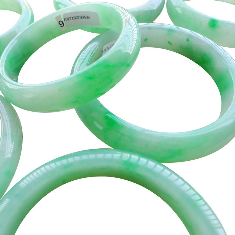 翡翠手镯子冰糯种缅甸玉细条女款贵妃阳绿飘花祖母 57-58【行情,报价