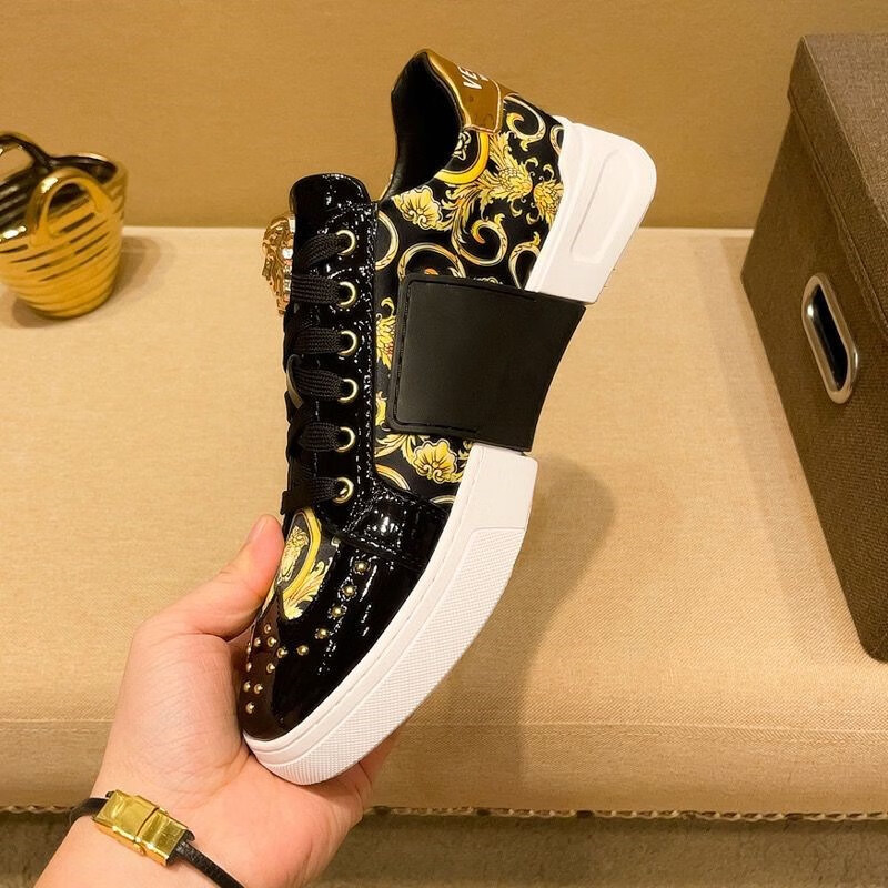 香港潮牌运动男鞋牌美杜莎珍藏鞋子男潮鞋高级质感板鞋 黑色1 38