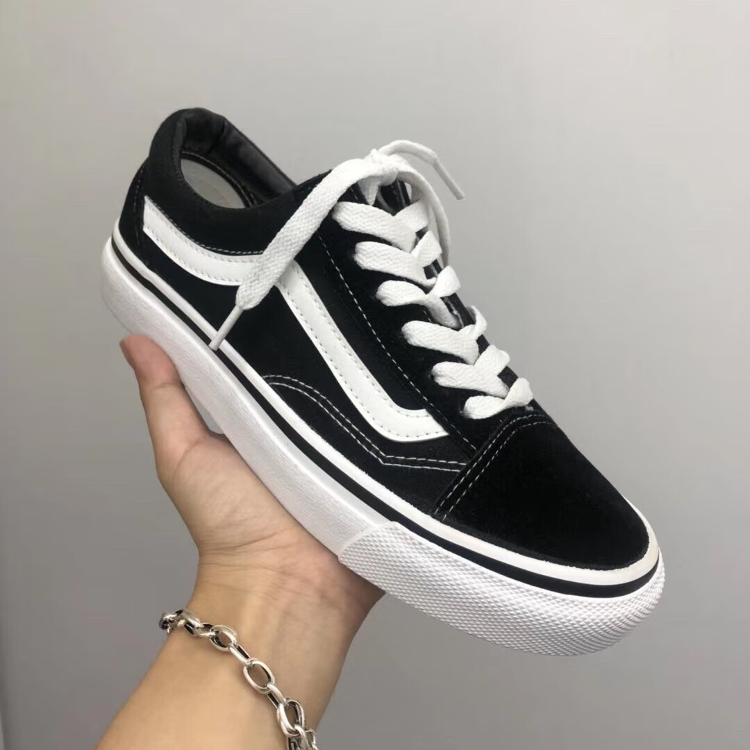 万斯(vans)2022春夏男女韩版低帮黑侣款巴休闲帆布鞋os经典款滑板鞋