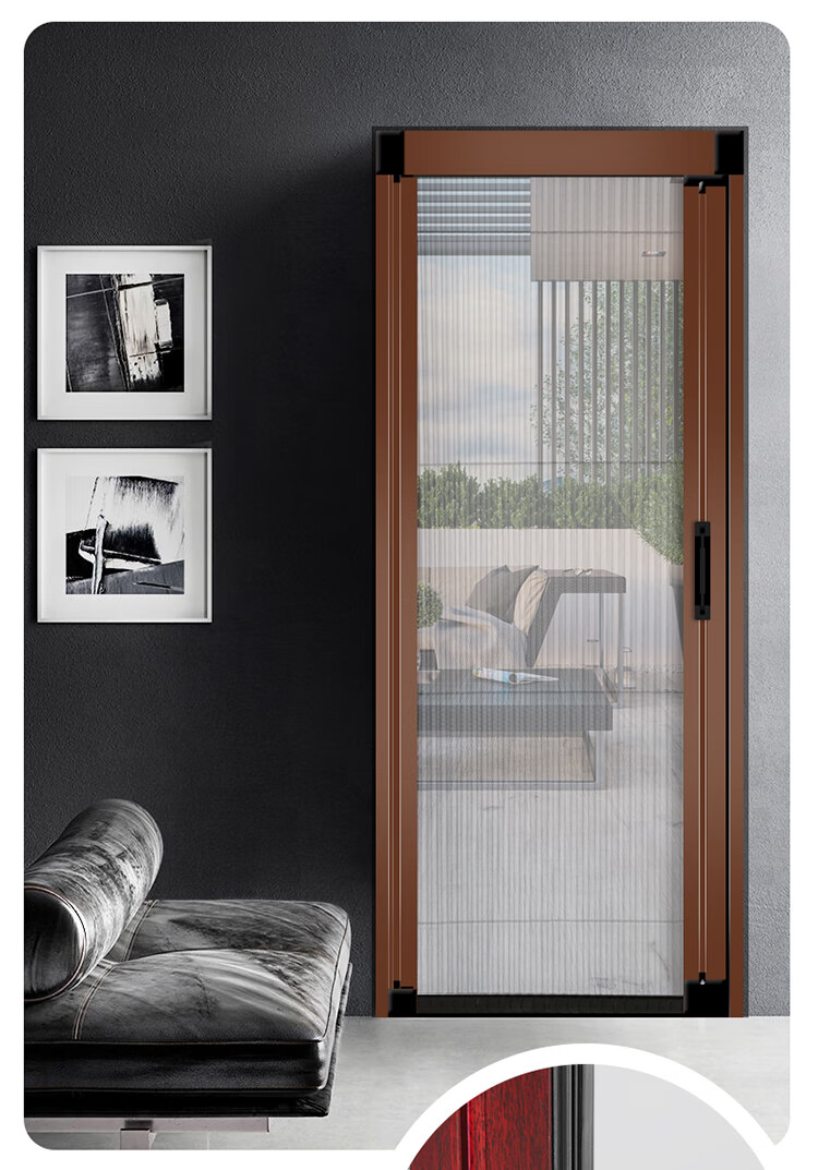 无轨隐形纱门推拉式防蚊门折叠推门隐形家用伸缩沙门铝合金入户门白色