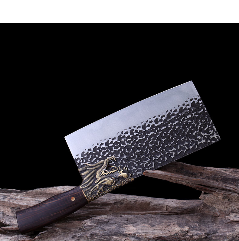 龙泉拙匠菜刀传统手工锻打龙头锤纹飞龙菜刀腾龙厨师刀厨房不锈钢家用