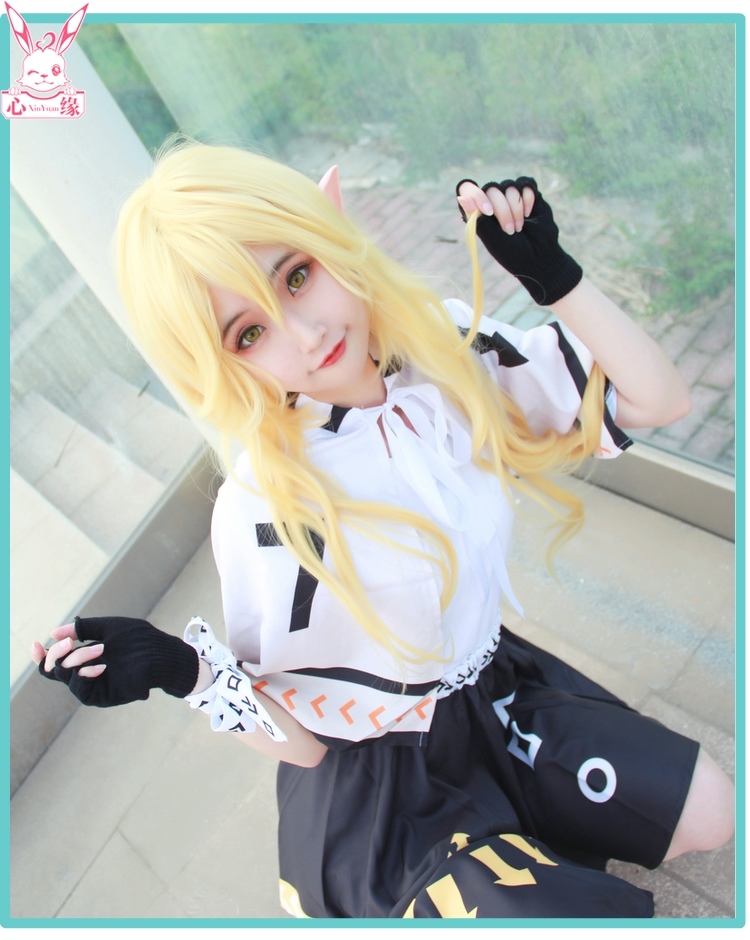 凹凸世界金cos女装 宇宙系列金性转同人 cosplay假发动漫卡通 蝴蝶结