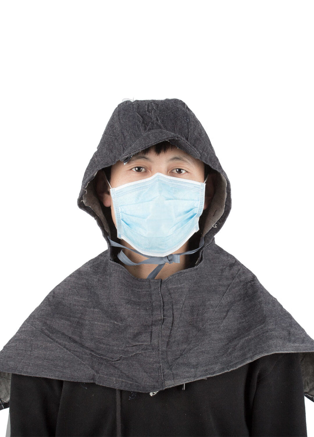 防尘披肩帽牛仔布披风劳保用品打磨粉尘套头面罩防尘罩衣工业粉尘