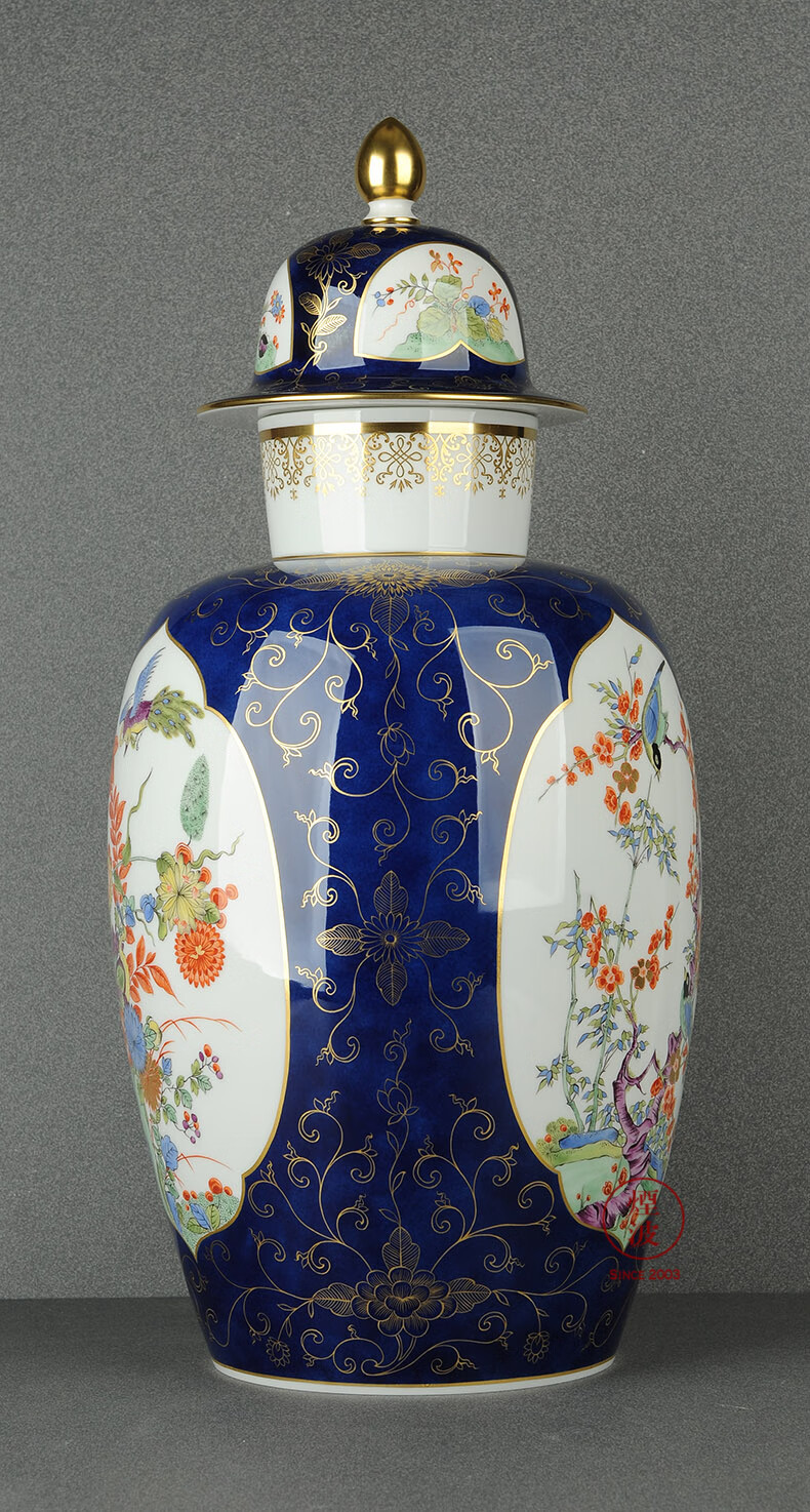 德国梅森 瓷器 meissen 限量作品 描金 伊万里风 将军罐 花瓶花器