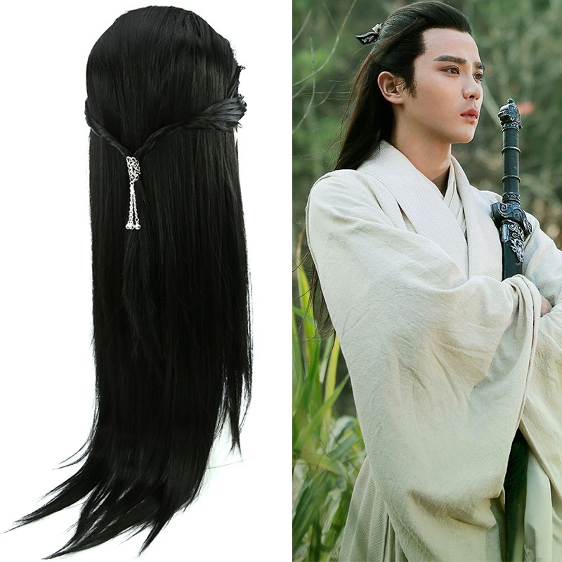 演戏剧古代古装汉服头发假发男士cos古风唐女子整顶长发全头套款 手钩