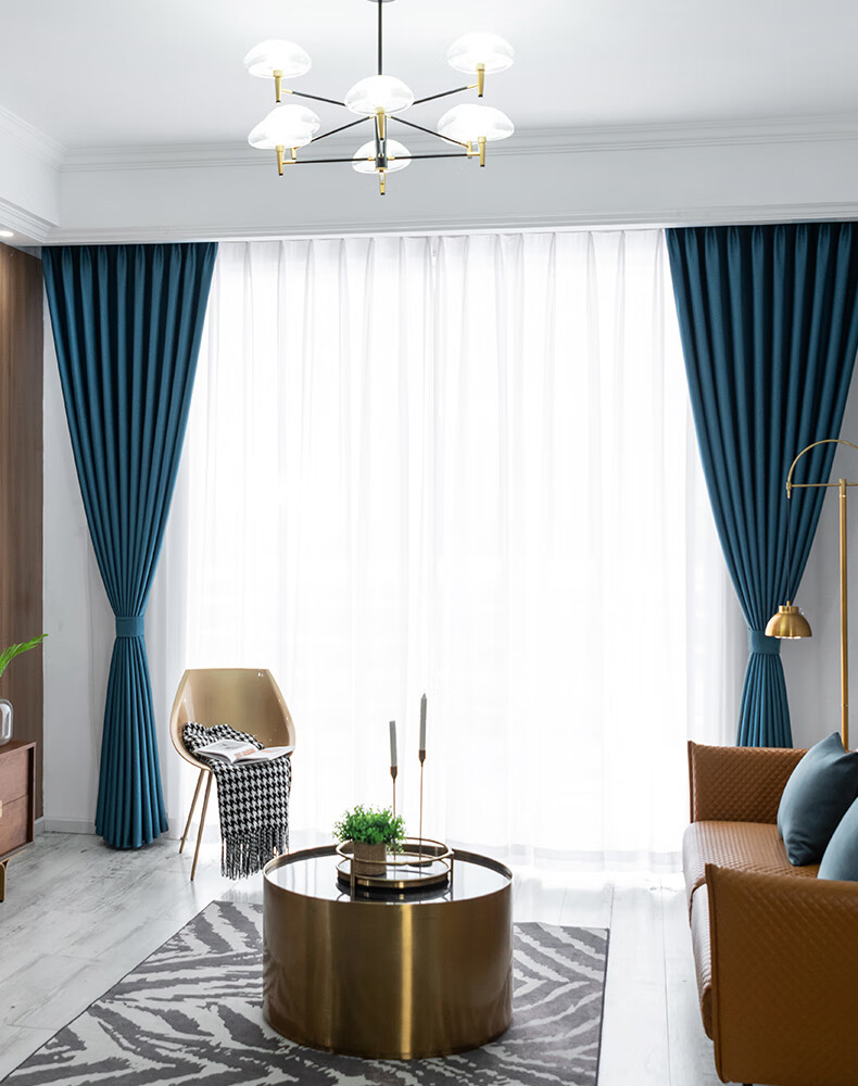 罗莱窗帘高遮光客厅卧室阳台窗帘隔音隔热美式简约窗帘布双面仿麻成品