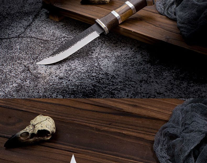 内蒙手工小刀锻打扒肉复古刀水果刀户外小刀440c内蒙古烛直刀小刀含尼