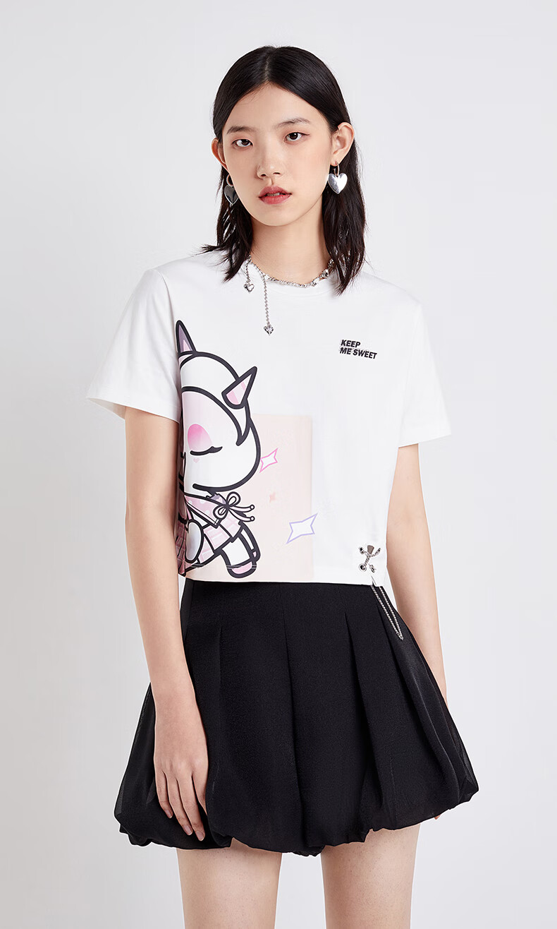 tokidoki系列欧时力短袖t恤22新夏短款上衣宽松 浅紫7