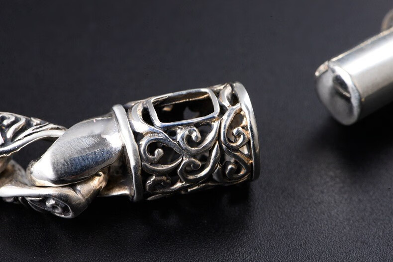 梦动925饰品复古做旧泰银男士霸气麻花手链七夕节礼物复古泰银男士