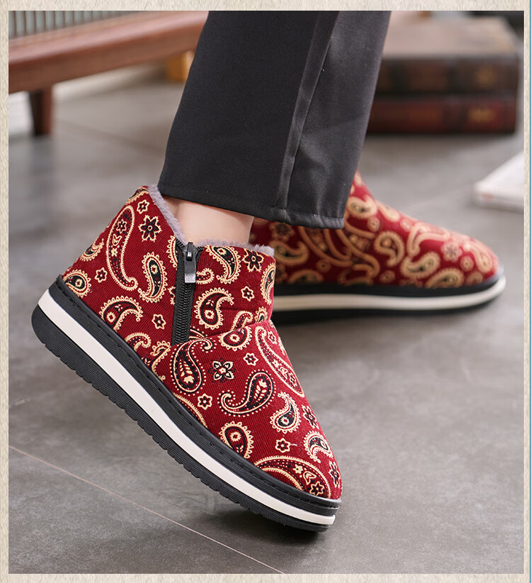 老式棉拖鞋手工鞋东北老棉鞋老太太软底棉鞋保暖加绒加厚 蓝色 38-39