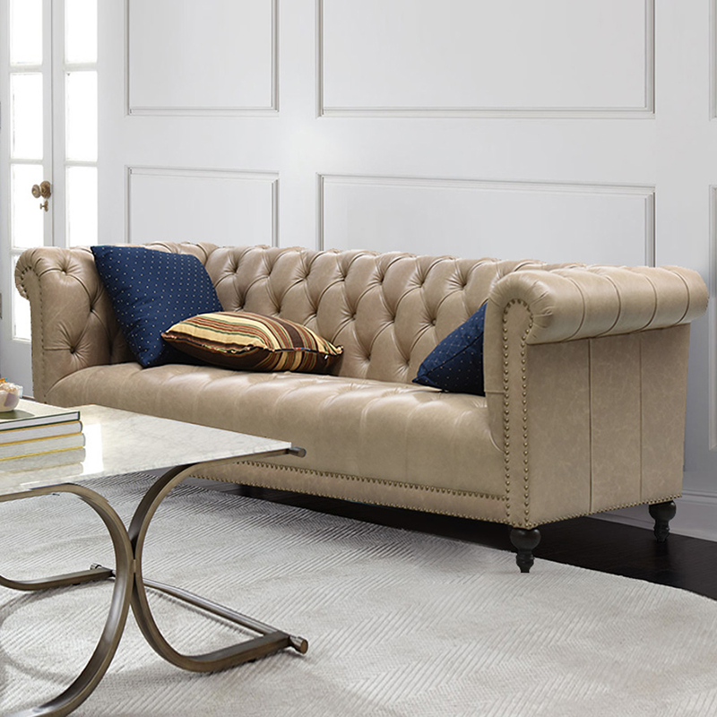 瑞曼莎 美式轻奢真皮三人沙发欧式客厅头层牛皮沙发大小户型组合三人