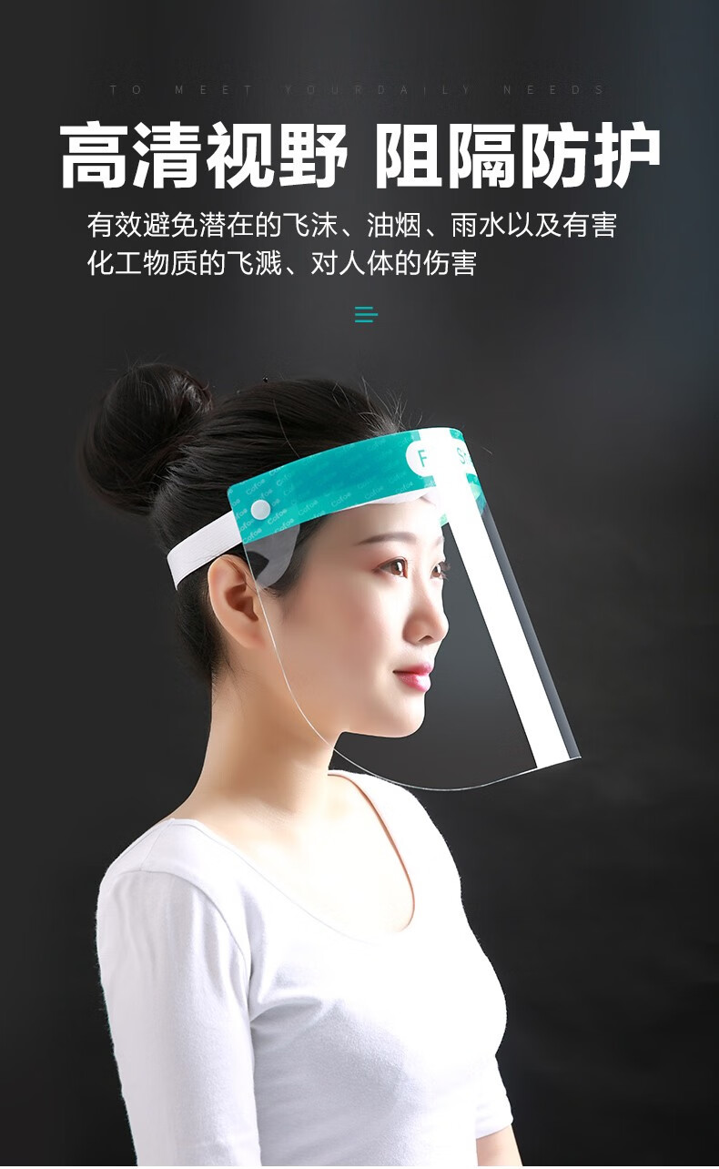 医用防护罩护目罩防护眼罩防飞沫防病毒一次性透明隔离面罩面屏医用