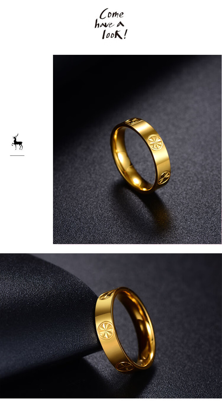 黄金戒指环足金999素圈足金男女光面5g新款卡家情侣对戒宽 【11号】约