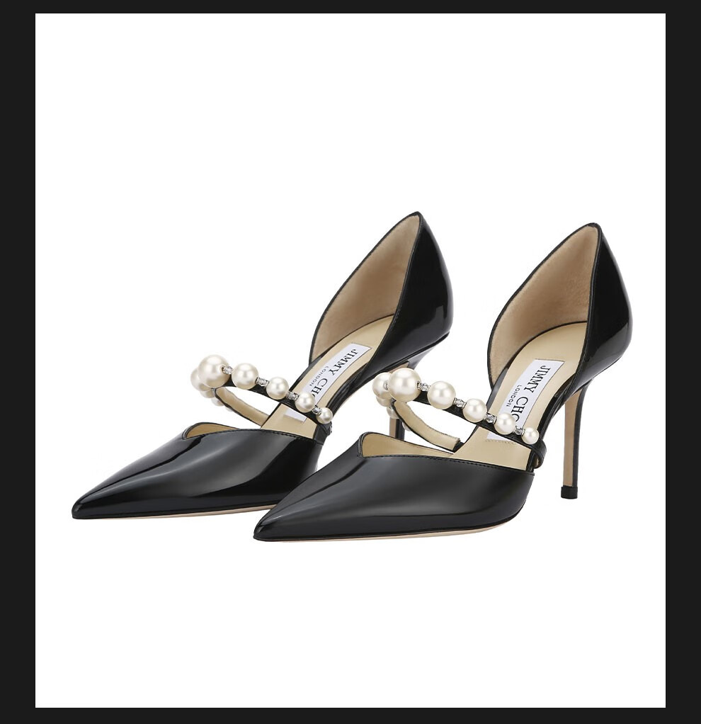 jimmy choo(周仰杰/吉米周)女鞋 aurelie系列珍珠装饰漆皮尖头高跟鞋