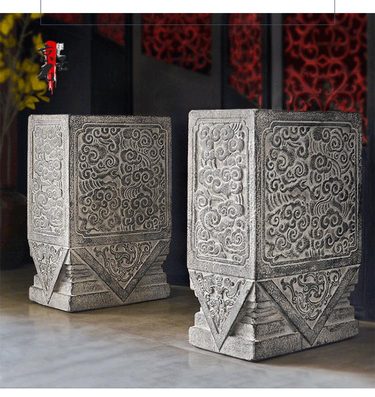 门口抱鼓石神兽仿古一对门前狮子石鼓门墩石墩子底座 单个【图片 价格