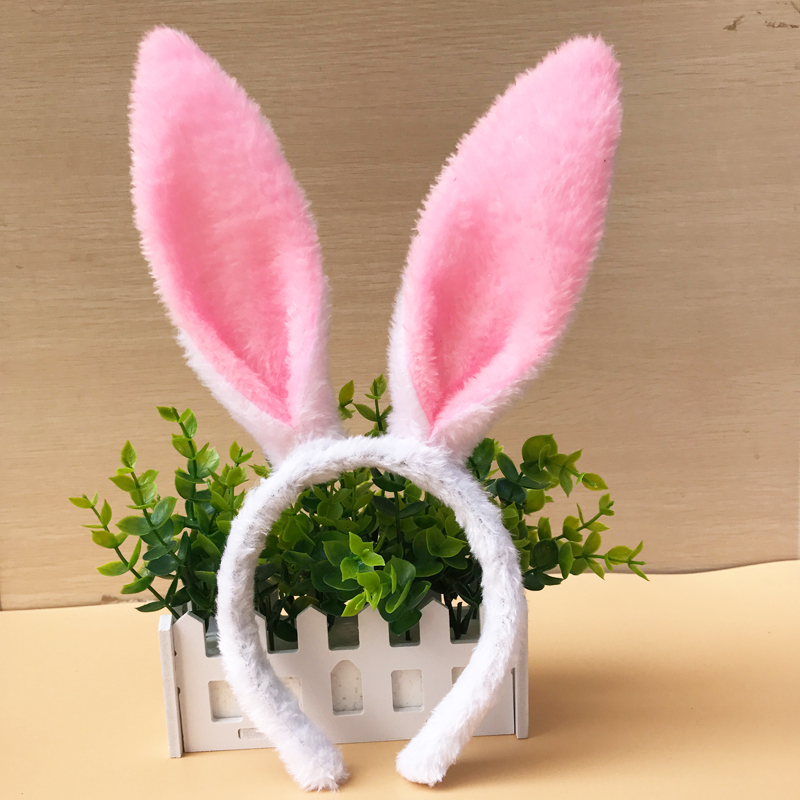 28g儿童节幼儿园动物头饰小白兔耳朵头饰头箍发箍兔子耳朵兔女郎白加