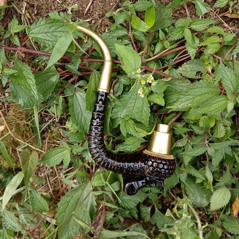 竹节烟杆老式手工烟杆竹根旱烟袋锅烟枪配礼品礼物人工黑竹子烟杆1根