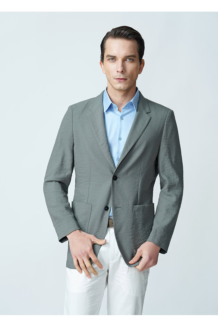 顺美男装官方春秋轻薄男士休闲西服痞帅男外套单上衣9