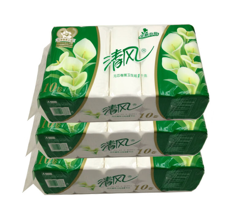 清风卷筒纸无芯清风1000g家用纸巾卷筒纸妇婴无芯卫生纸厕纸家庭装