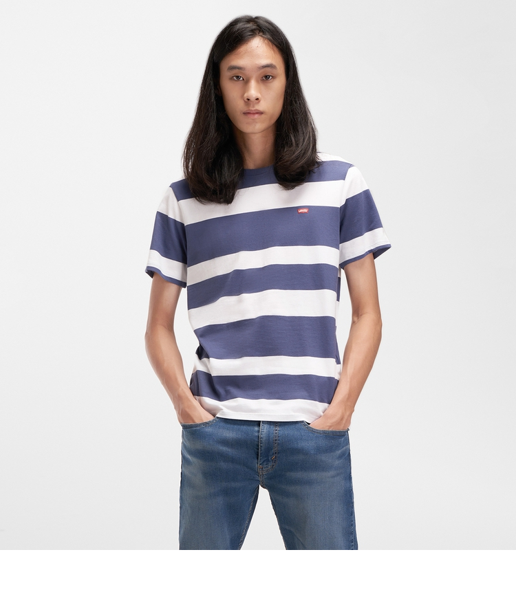 levis李维斯 男士圆领条纹t恤56809-0039levis 蓝/白 s