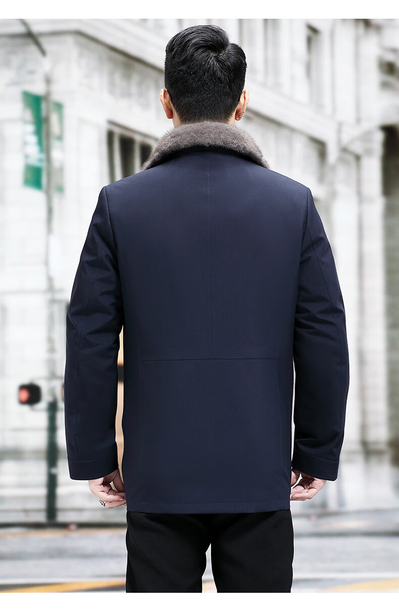 依品诺都 整貂派克服男士翻领中长款皮毛一体海宁水貂皮草尼克服貂皮