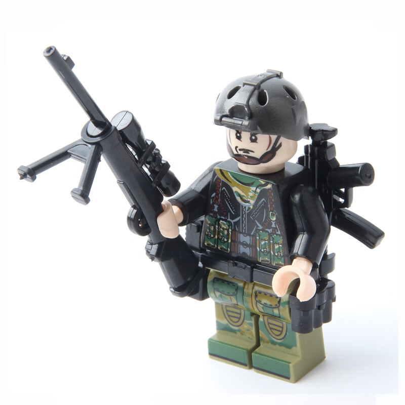 兼容防爆服第三方军事人仔积木拼装装备加特林机枪迫击炮 加特林机枪