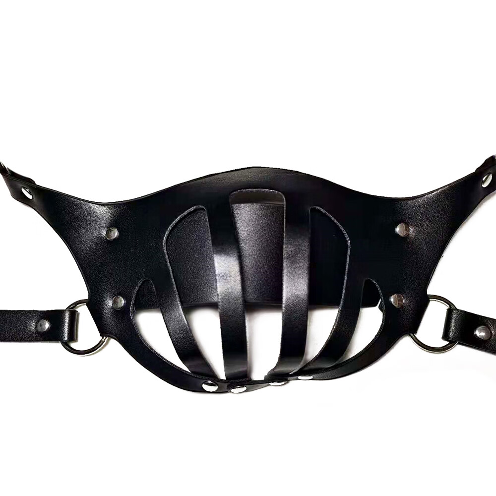 sm皮革面具夫妻情侣情趣配饰道具朋克风万圣节聚会面具女黑色