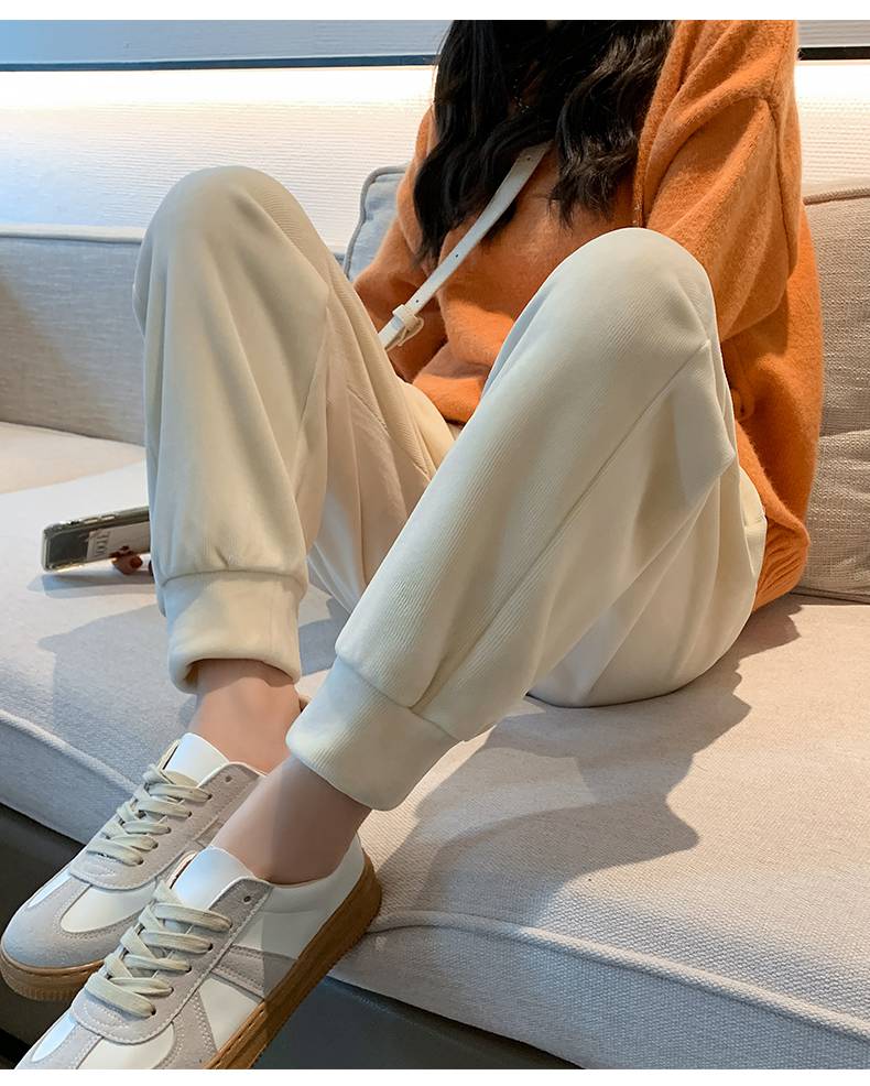 绒加厚休闲雪尼尔女式保暖冬裤通勤女士运动女裤子黑色加绒常规款2xl