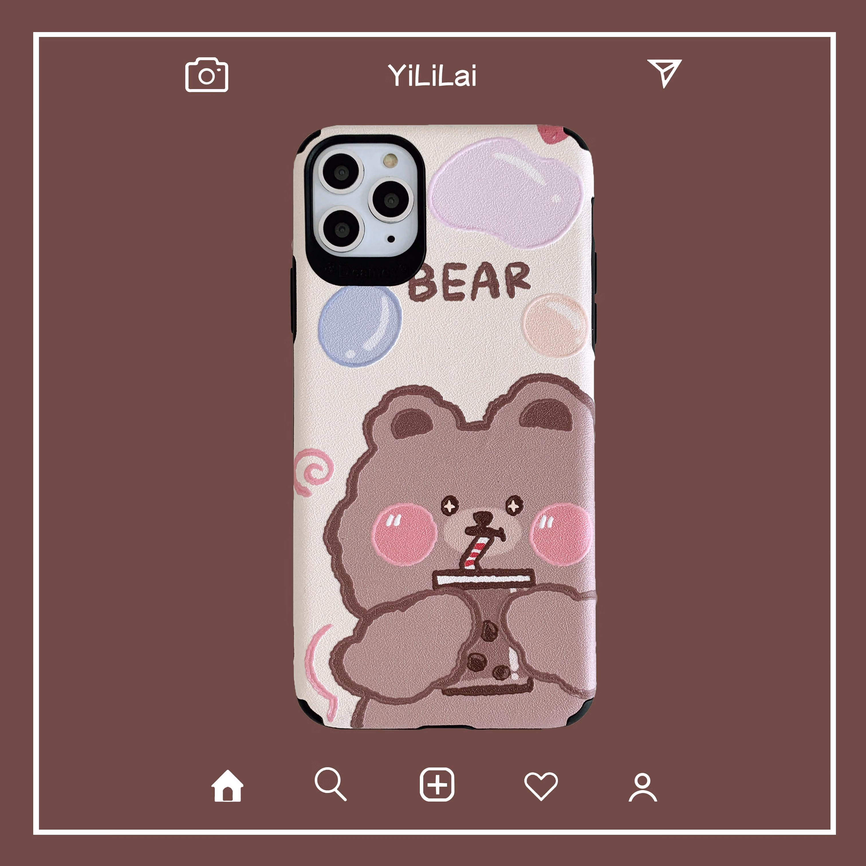 bear可爱奶茶小熊蚕丝纹oppo a5a9手机壳a7xa11xr17卡通reno3创意k3k5