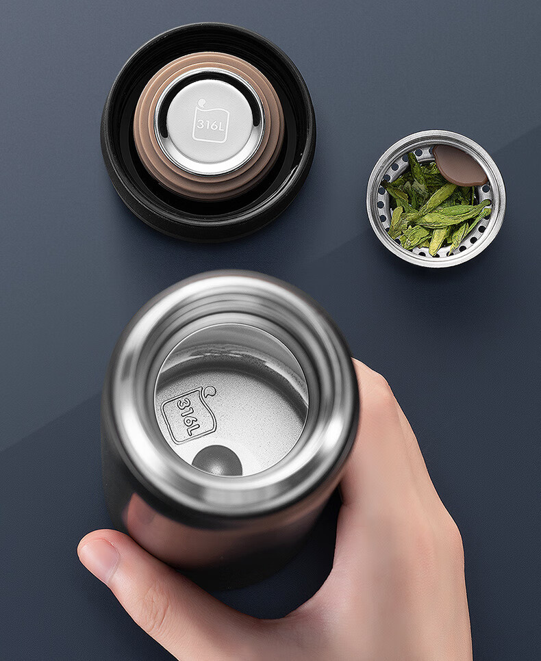 苏泊尔supor316l不锈钢保温杯带滤网时尚直身杯子男女士商务杯智能显