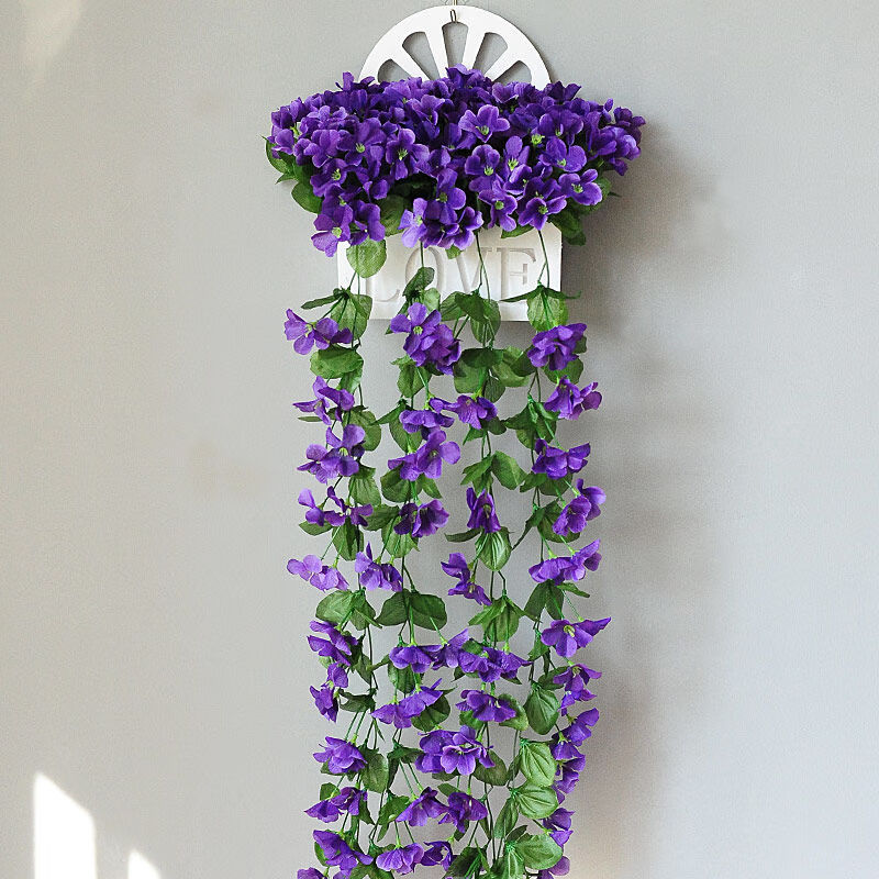 家饰挂墙花挂篮花艺吊篮花篮假花花卉仿真花墙面装饰品壁挂 秋蔷薇