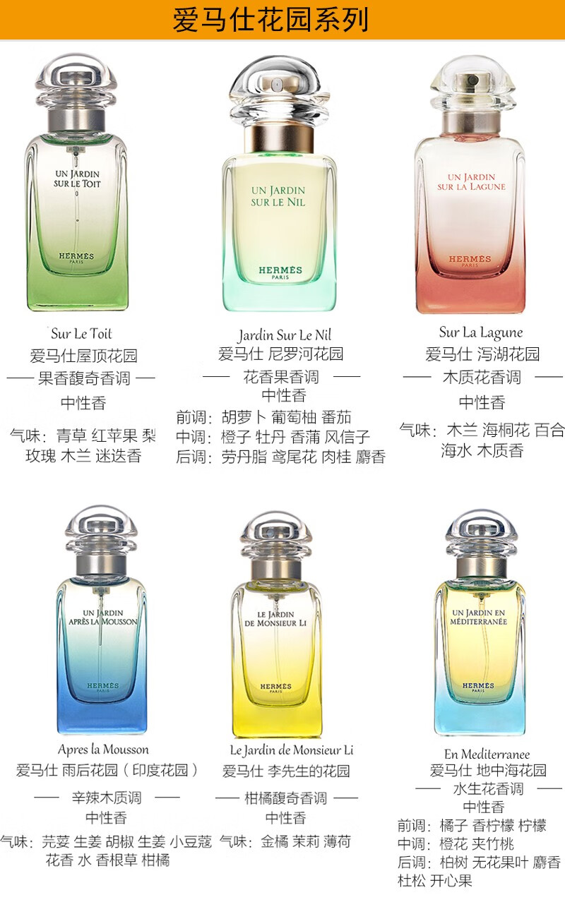 Hermes 爱马仕花园系列威尼斯泻湖花园女士中性淡香水持久清新留香50ml 图片价格品牌报价 京东