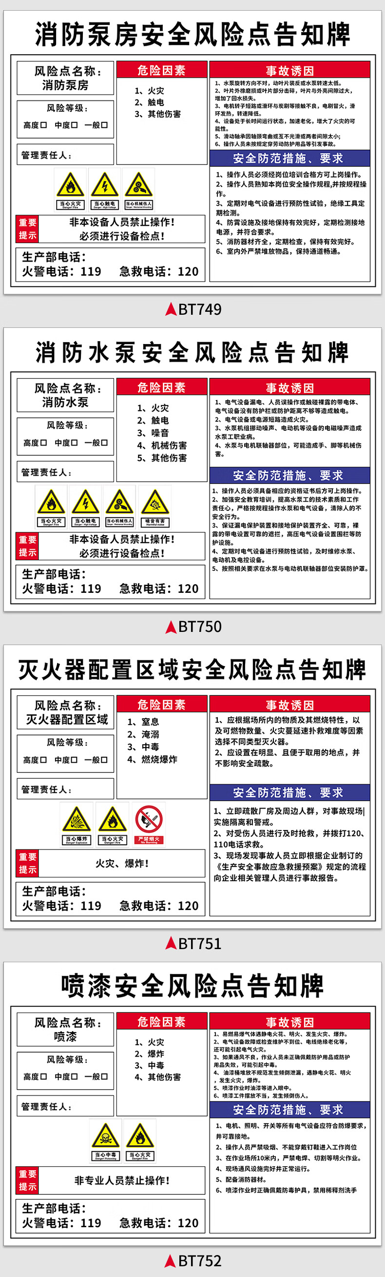 車間安全風險點告知牌卡崗位鍋爐房配電室標示有限空間工廠生產倉庫