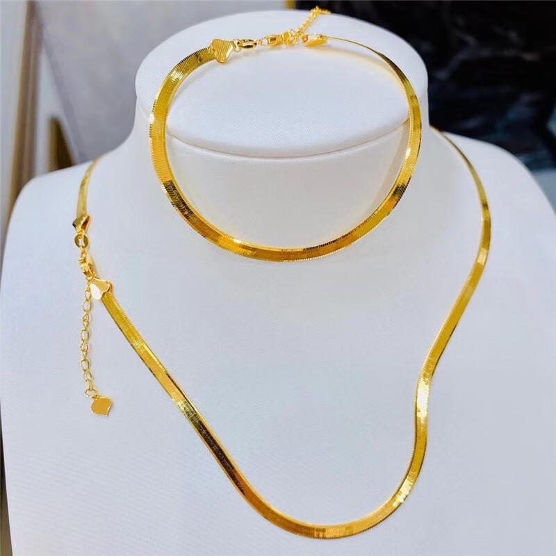 老凤凰足金999蛇骨刀片金项链光面亮片劲链黄金时尚好看网红链dolp