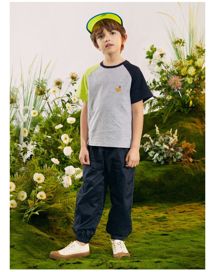 chiaus雀氏童装毛毛虫男童t恤儿童撞色短袖条纹休闲t恤夏季新款小童