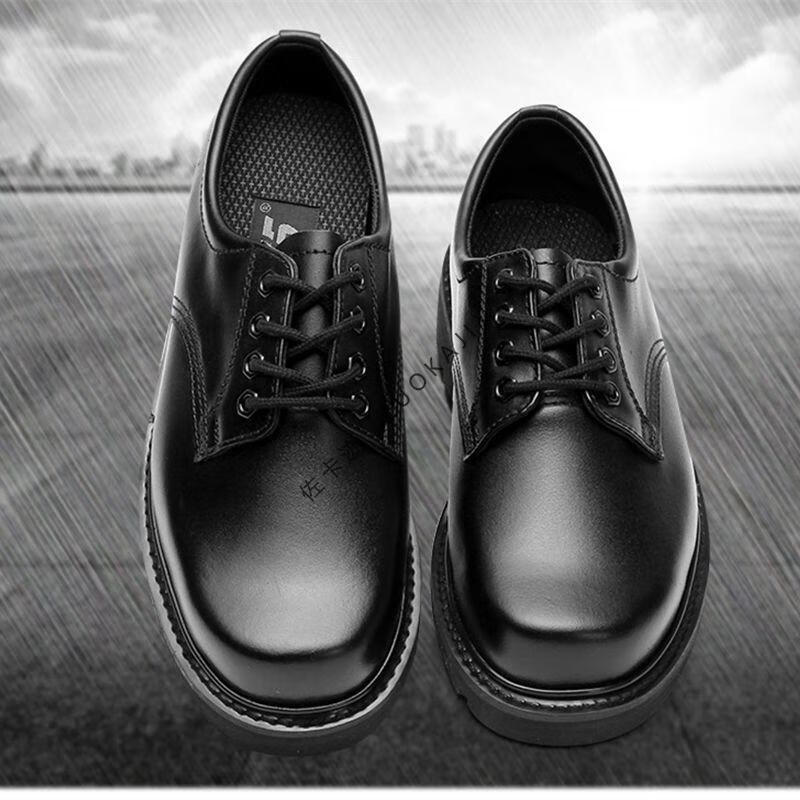 佐卡迹 钢头钢底工装四寸军勾大头单皮鞋男士低帮休闲系带商务 四寸钢