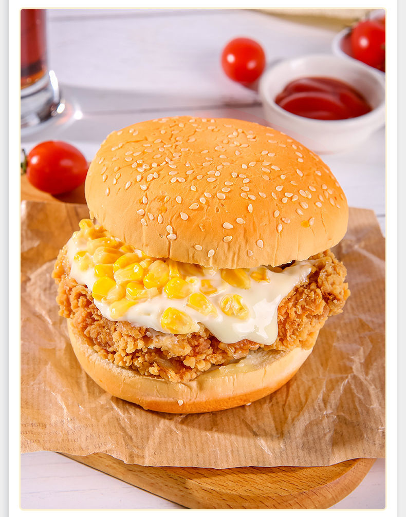 香辣鸡腿堡奥尔良鸡腿堡加热即食鸡肉汉堡包面包早餐140g*4个 鸡腿堡