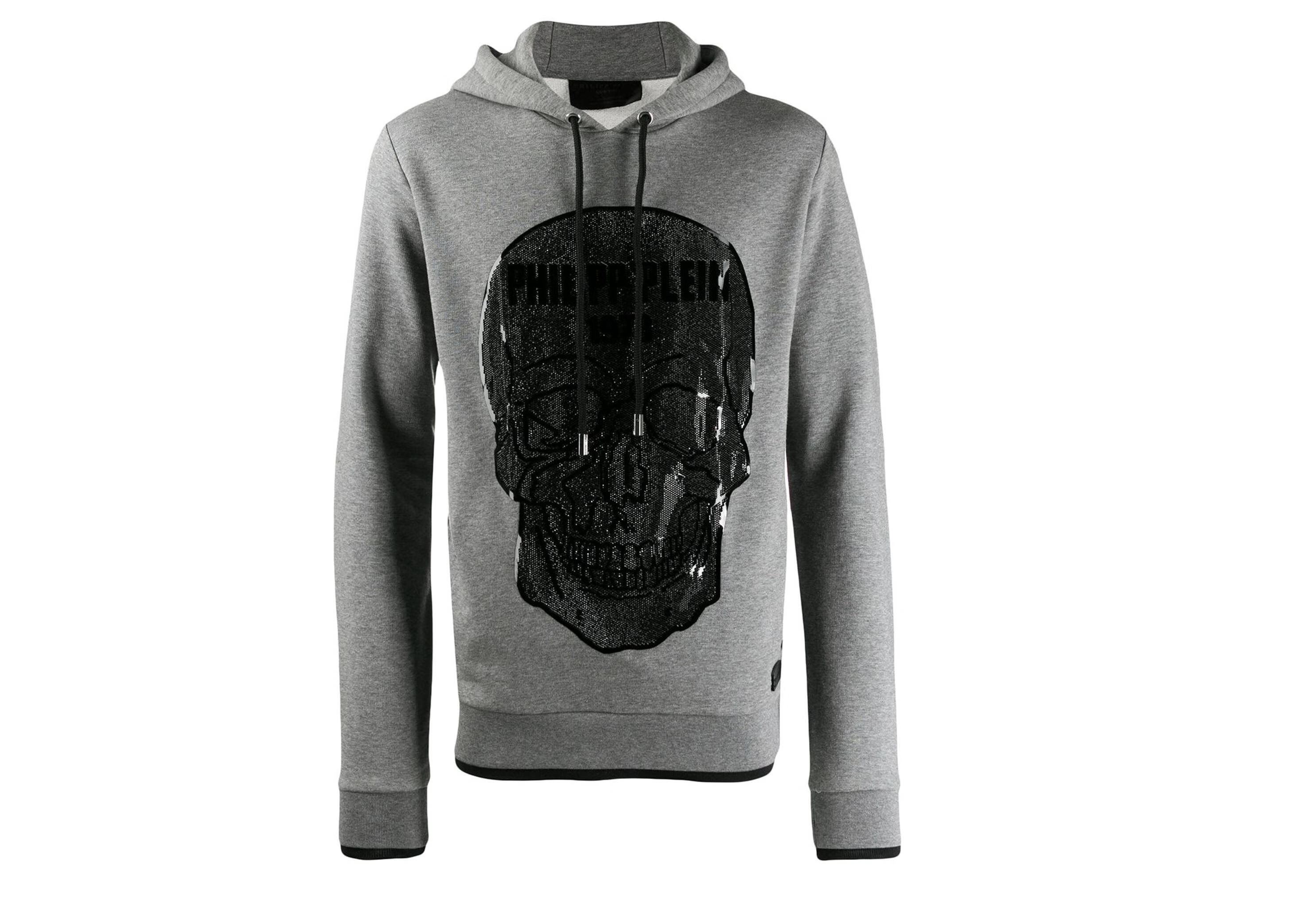 菲利普普兰(philipp plein)20秋冬男士骷髅头印花连帽衫 灰色 xs