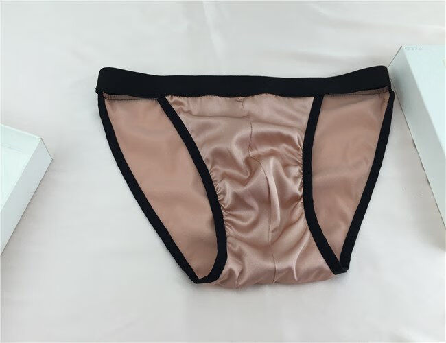 【定制】男士内裤桑蚕丝三角裤丝绸缎面内裤春夏季桑双层真皮尔卡丹