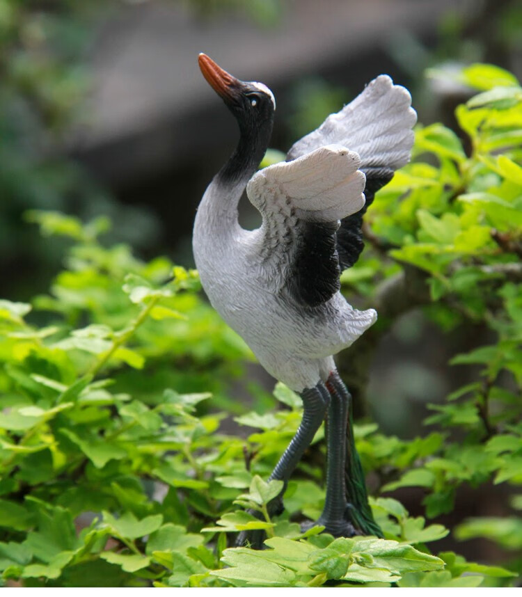 妙优可微景观动物仿真小仙鹤摆件假山鱼池盆景造景装饰客厅树脂白鹤