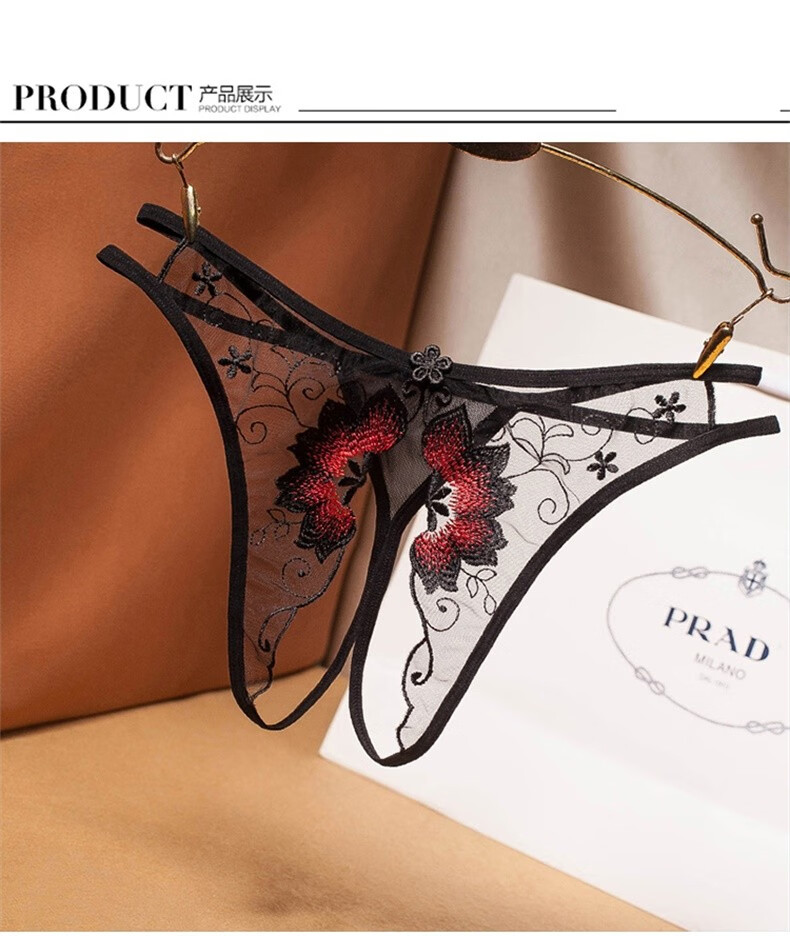 【闪电发货】 女士内裤蕾丝丁字裤薄款情趣透明性感内裤女低腰无痕开