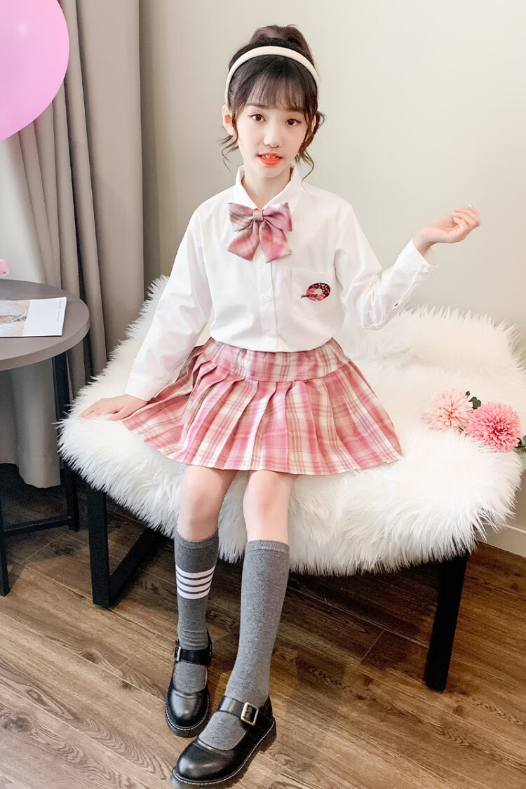 南极人品牌童装 儿童jk套装裙 女童衬衫短裙两件套裙公主校服儿童