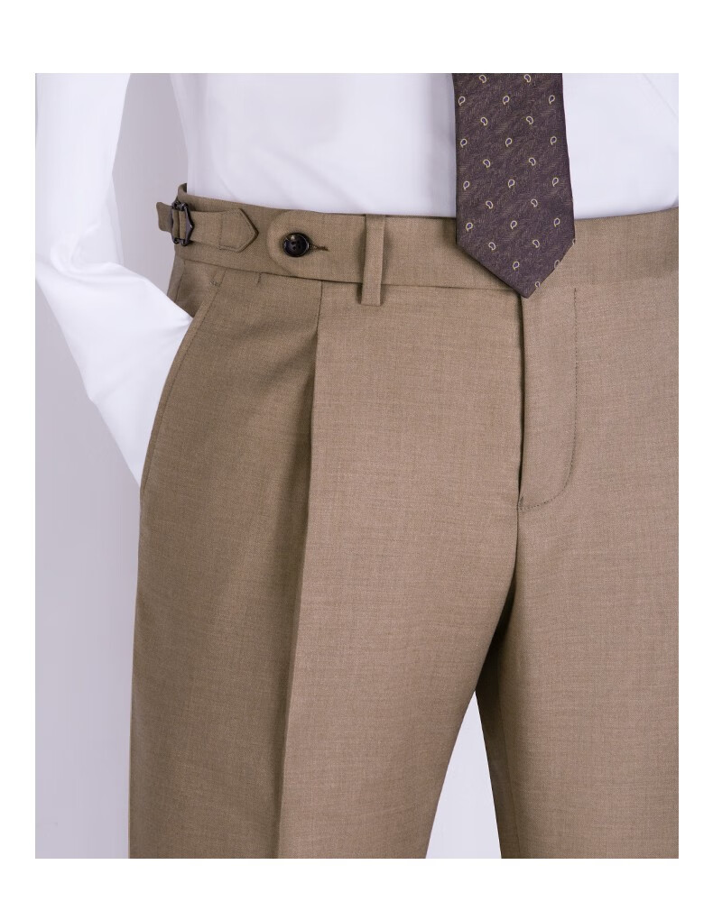 kea那不勒斯西裤男意式灰色垂感单褶高腰巴黎扣商务修身休闲裤子 米